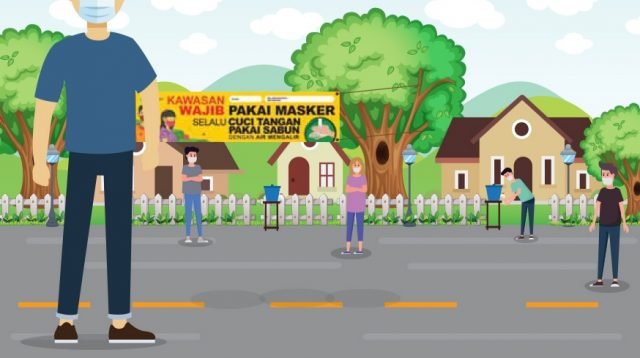 Ilustrasi penerapan protokol kesehatan Covid-19.
